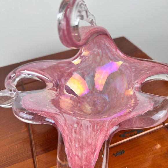 Vintage pink art glass swan figurine, candy dish mid-century modern trinket dish - Picture 7 of 8